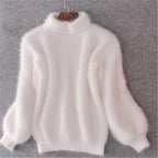 Women's Black Turtleneck Sweater – Thick Knit Winter Pullover