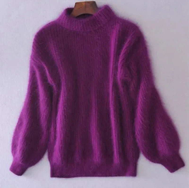 Women's Black Turtleneck Sweater – Thick Knit Winter Pullover