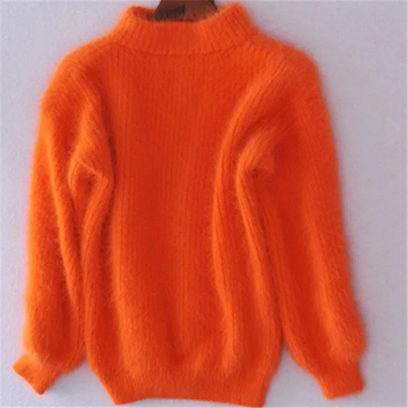 Women's Black Turtleneck Sweater – Thick Knit Winter Pullover