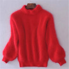 Women's Black Turtleneck Sweater – Thick Knit Winter Pullover