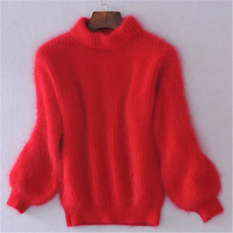 Women's Black Turtleneck Sweater – Thick Knit Winter Pullover