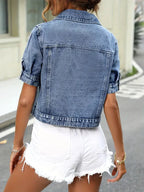 Women's Cropped Button Jean Jacket – Relaxed Short Casual Jacket