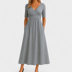 Women's Wrap V-Neck Dress – Midi Summer Dress