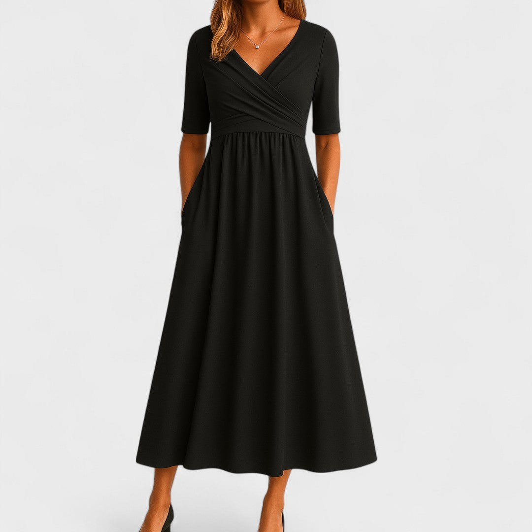 Women's Wrap V-Neck Dress – Midi Summer Dress