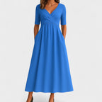Women's Wrap V-Neck Dress – Midi Summer Dress