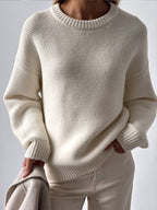 Women's Crew Neck Ribbed Sweater – Fitted Long Sleeve Everyday Pullover