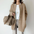 Women's Mid-Length Cardigan – Relaxed Button Sweater