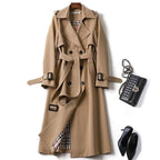 Women's Double-Breasted Trench Coat – Belted Longline Coat