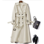Women's Double-Breasted Trench Coat – Belted Longline Coat