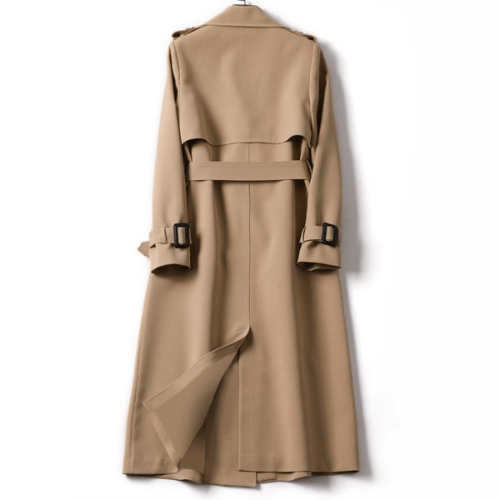 Women's Double-Breasted Trench Coat – Belted Longline Coat