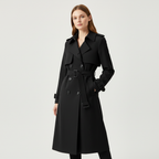 Women's Double-Breasted Trench Coat – Belted Longline Coat