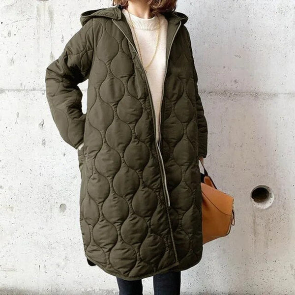 Women's Hooded Puffer Coat – Longline Quilted Winter Coat