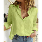 Women's Button Down Blouse with Relaxed Fit and Roll-Up Sleeves