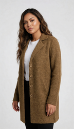 Women's Car Coat – Longline Lapel Button Coat