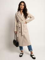 Women's Double-Breasted Overcoat – Longline Lapel Dress Coat