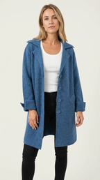 Women's Car Coat – Longline Lapel Button Coat