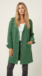 Women's Car Coat – Longline Lapel Button Coat