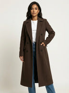 Women's Double-Breasted Overcoat – Longline Lapel Dress Coat
