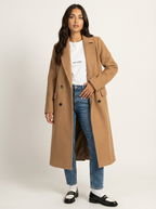 Women's Double-Breasted Overcoat – Longline Lapel Dress Coat