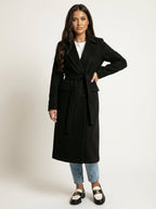 Women's Double-Breasted Overcoat – Longline Lapel Dress Coat