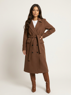 Women's Double-Breasted Overcoat – Longline Lapel Dress Coat