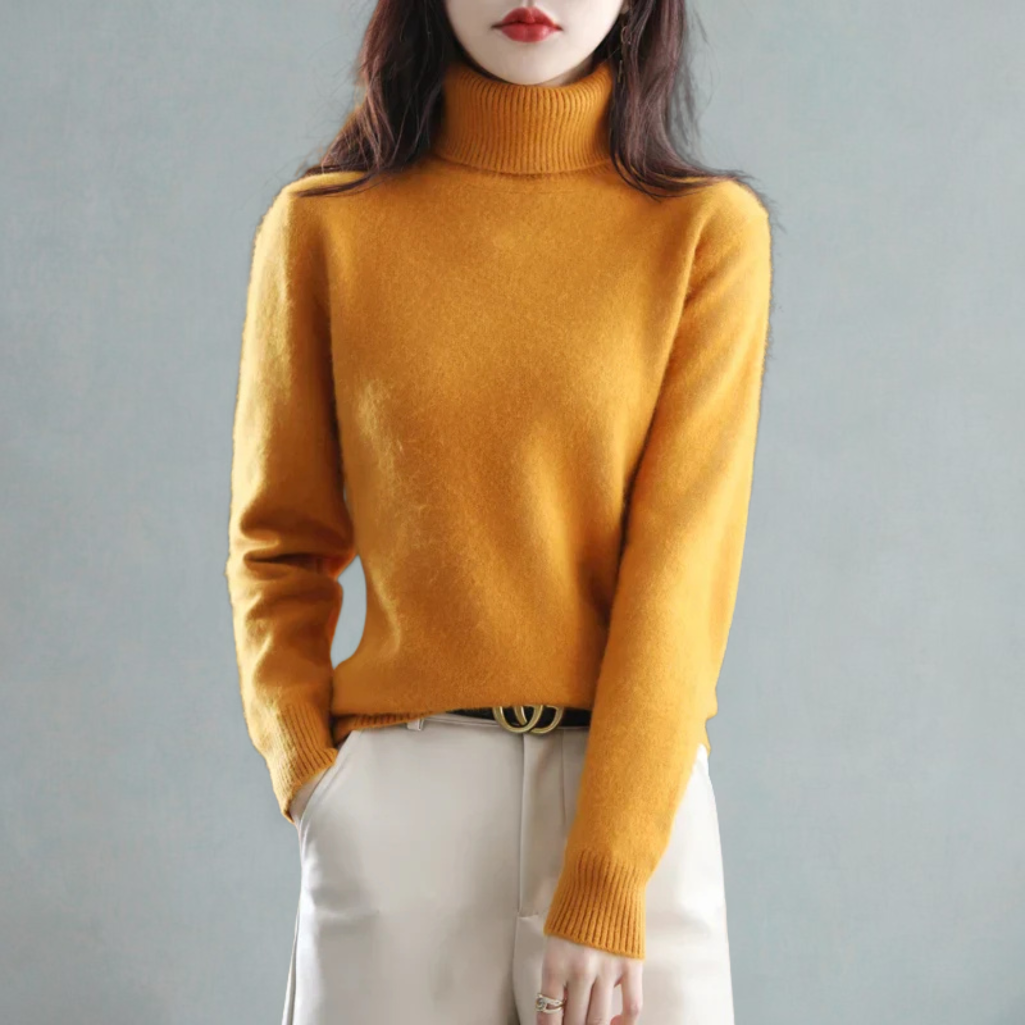 Women's Classic Turtleneck Sweater – Soft High Neck Winter Pullover