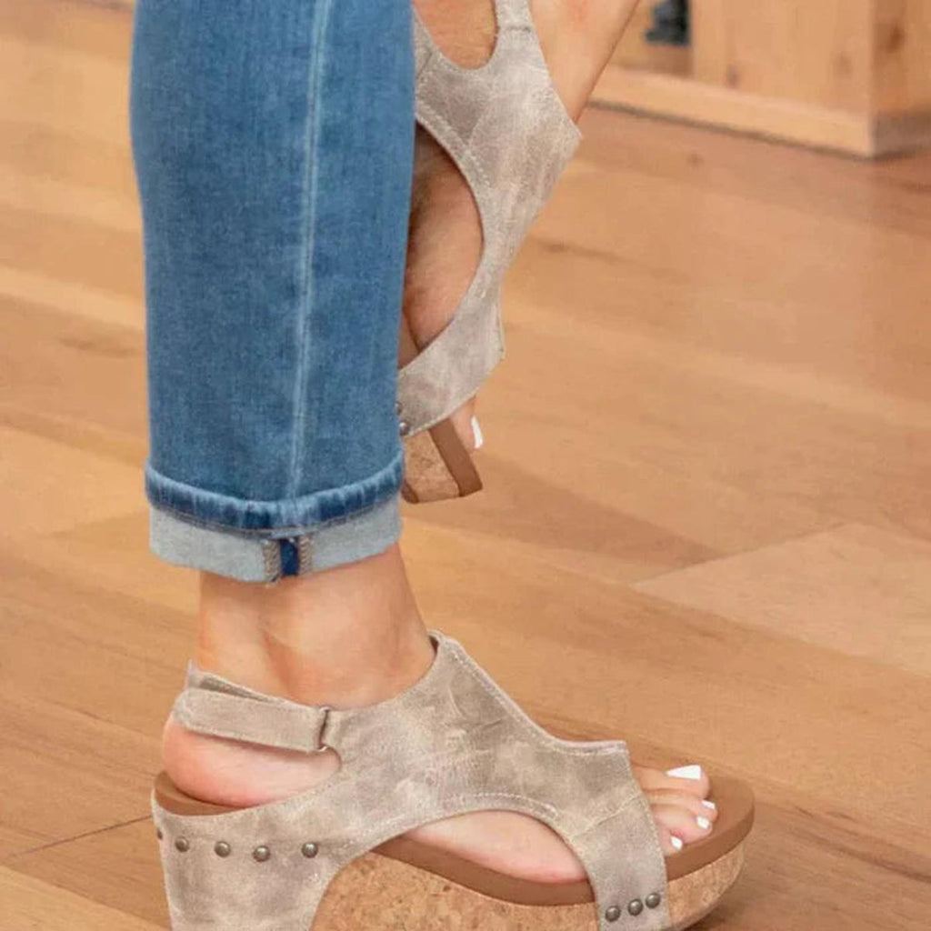 Women's Wedge Sandals with Open Toe and Slip-On Design
