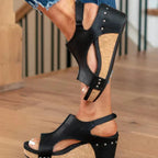 Women's Wedge Sandals with Open Toe and Slip-On Design