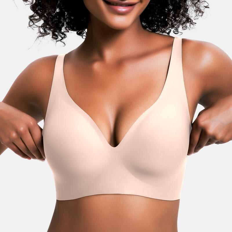 Women's Seamless V-Neck Bra – Wireless Everyday Support Bra