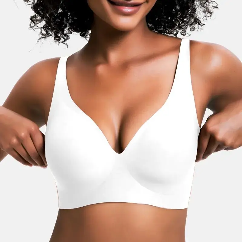 Women's Seamless V-Neck Bra – Wireless Everyday Support Bra