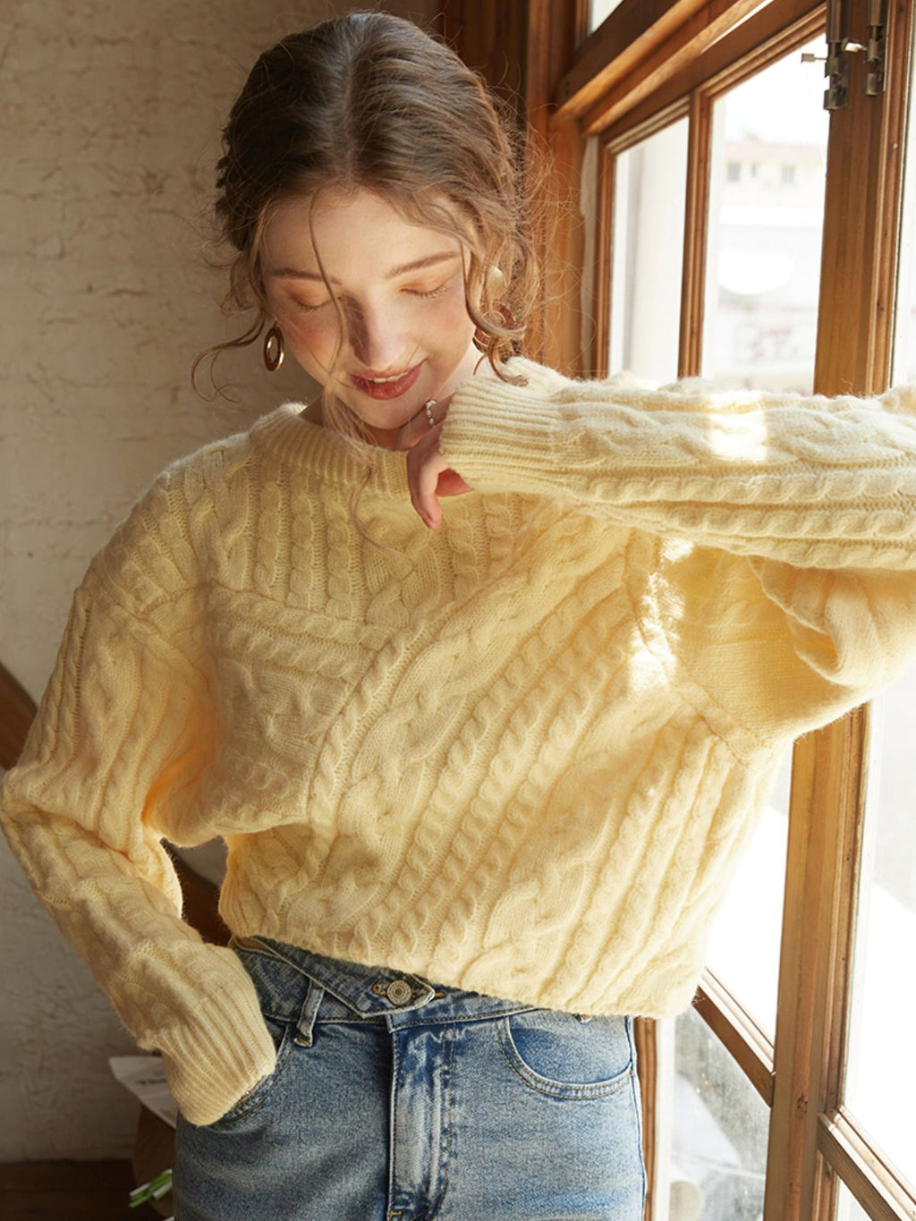 Women's Cropped Asymmetrical Sweater – One Shoulder Ribbed Open Neck Pullover