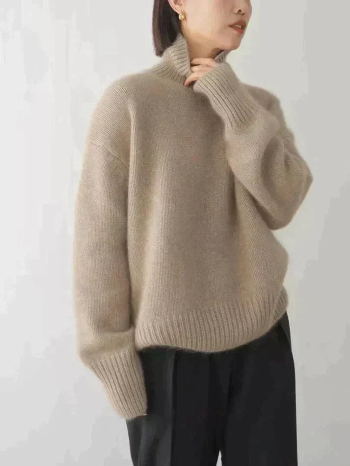 Women's Ribbed High Neck Sweater – Fitted Turtleneck Long Sleeve Pullover