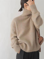 Women's Knit Sweater – High Collar Winter Sweater – Isabella