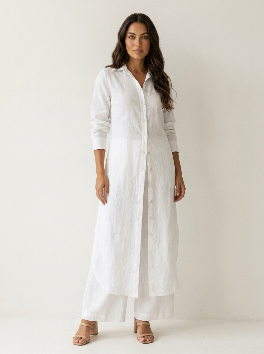 Women's Button-Up Blouse Set – Wide Leg Pants Set