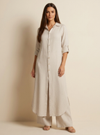 Women's Button-Up Blouse Set – Wide Leg Pants Set