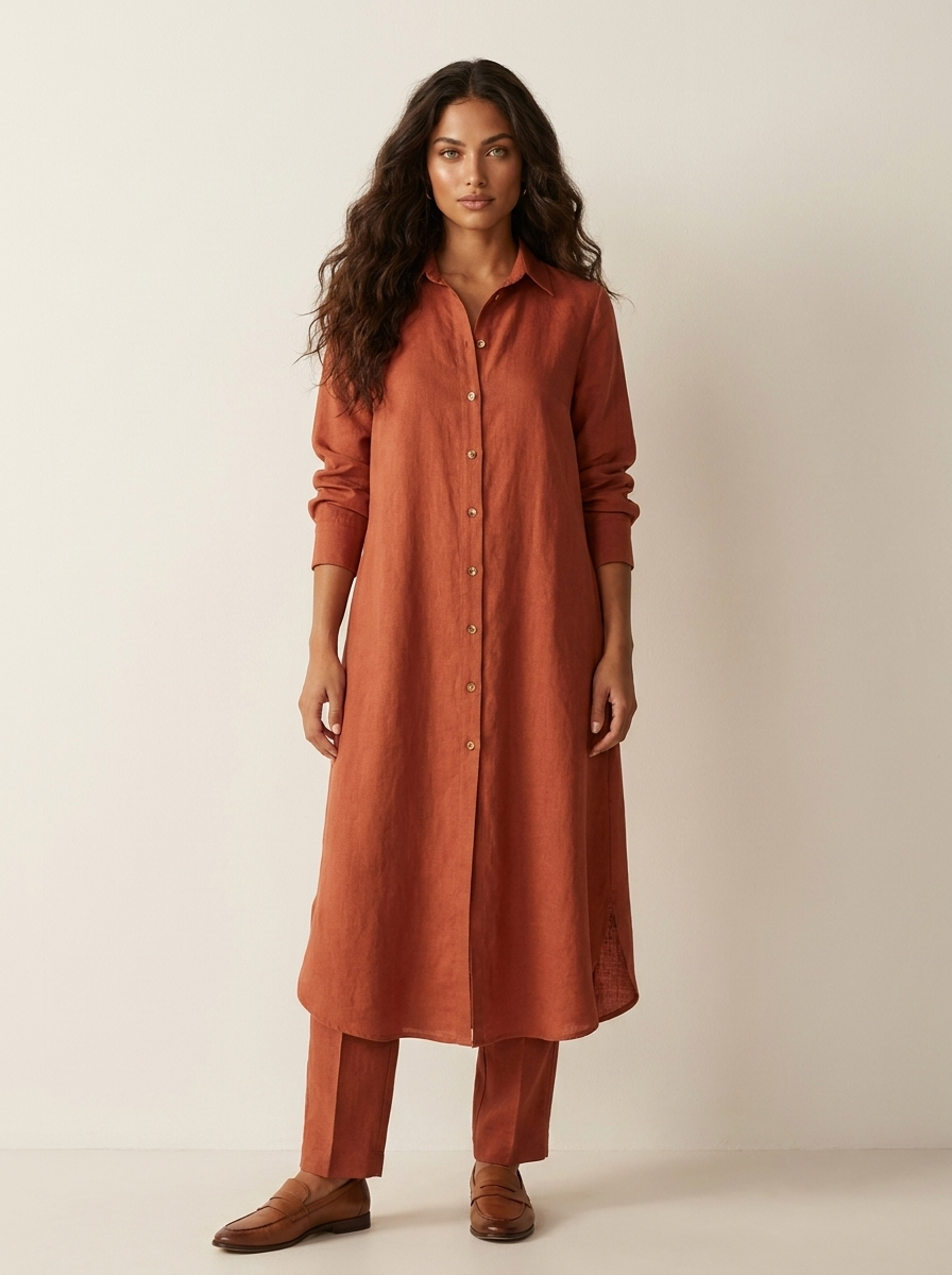 Women's Button-Up Blouse Set – Wide Leg Pants Set