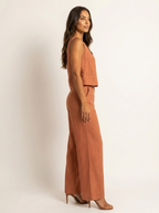 Women's Linen Look Set – Wide Leg Pants Set