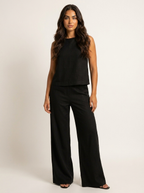 Women's Linen Look Set – Wide Leg Pants Set