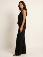 Women's Linen Look Set – Wide Leg Pants Set