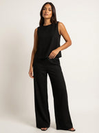 Women's Linen Look Set – Wide Leg Pants Set