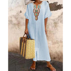 Women's Embroidered Maxi Dress – Boho Summer Dress