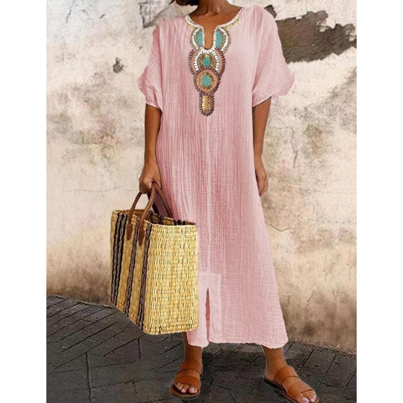 Women's Embroidered Maxi Dress – Boho Summer Dress