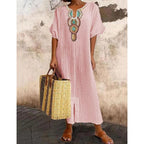 Women's Embroidered Maxi Dress – Boho Summer Dress