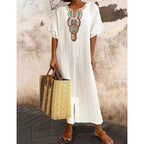 Women's Embroidered Maxi Dress – Boho Summer Dress