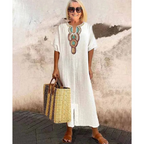 Women's Embroidered Maxi Dress – Boho Summer Dress