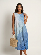 Women's Printed Midi Dress – Sleeveless Summer Dress