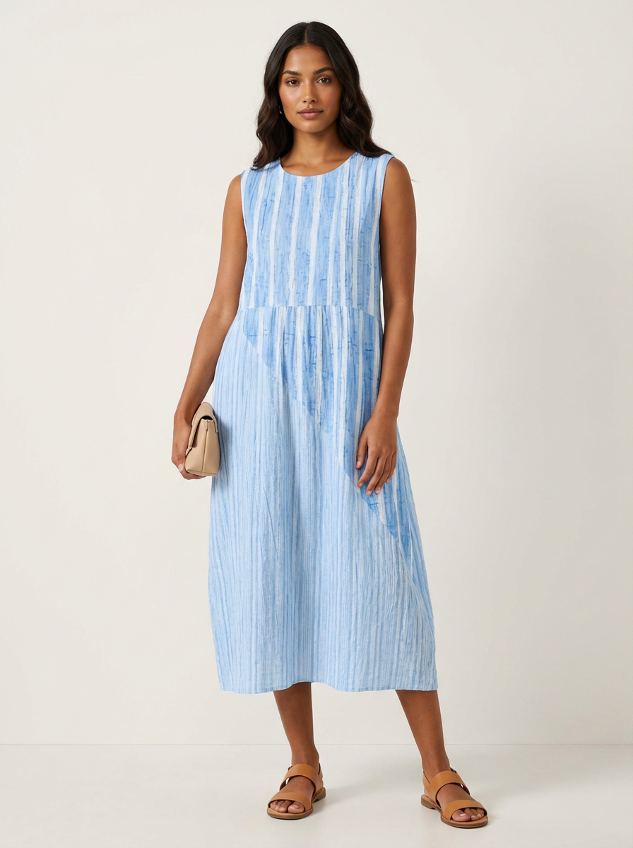 Women's Printed Midi Dress – Sleeveless Summer Dress