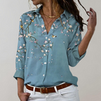 Women's Pattern Print Blouse – Relaxed Long Sleeve Statement Blouse