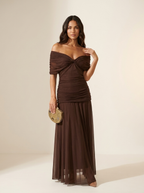 Women's Pleated Evening Dress – Formal Maxi Dress