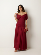 Women's Pleated Evening Dress – Formal Maxi Dress